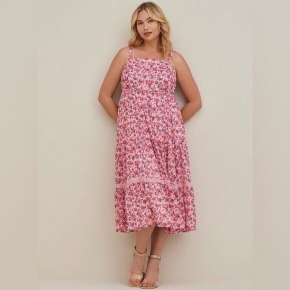 torrid Dresses & Skirts - NWT Torrid Floral Cut-Out Ruched Tiered Midi Sundress Sz 4X